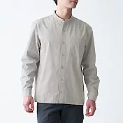 [MUJI無印良品]男有機棉水洗平織布立領襯衫 S 灰色