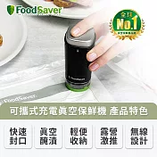 美國FoodSaver-可攜式充電真空保鮮機  黑