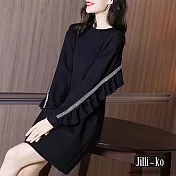 【Jilli~ko】法式設計款魚尾邊連衣裙 M/L 756　 L 黑色