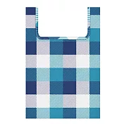 【Q-lia】折疊式收納手提印花環保購物袋 ‧ 格紋藍