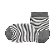 [MUJI無印良品]女棉混足口寬鬆舒適橫紋直角短襪23~25cm 灰棕橫紋