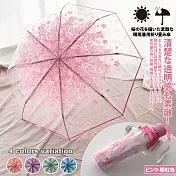 日系夢幻櫻花透明晴雨兩用8骨折疊傘  -粉色