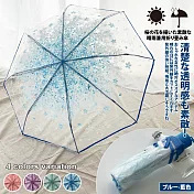 日系夢幻櫻花透明晴雨兩用8骨折疊傘  -藍色