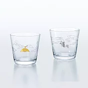 【TOYO SASAKI】日本緣起招福薄口玻璃酒杯2入木箱禮盒組 · 鶴與龜