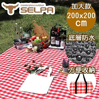 【韓國SELPA】加大繽紛野餐墊/露營/地墊/防潮墊(三色任選) 紅色格紋