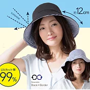 日本 sunfamily 抗UV可塑型兩面防曬帽 藍/條紋