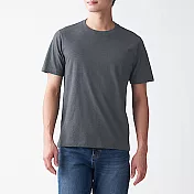 [MUJI無印良品]男有機棉天竺圓領短袖T恤 M 墨灰