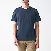 [MUJI無印良品]男有機棉天竺圓領短袖T恤 XS 暗藍