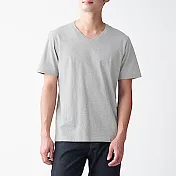 [MUJI無印良品]男有機棉天竺V領短袖T恤 M 灰色
