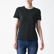 [MUJI無印良品]女有機棉天竺圓領短袖T恤 S 黑色