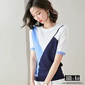 【Jilli~ko】撞色小可愛造型冰絲針織衫 3386  FREE 藍色