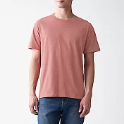 [MUJI無印良品]男有機棉天竺圓領短袖T恤 L 粉紅