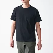 [MUJI無印良品]男有機棉粗織天竺附口袋短袖T恤 M 黑色