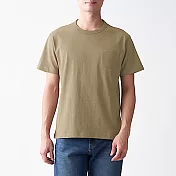 [MUJI無印良品]男有機棉粗織天竺附口袋短袖T恤 XS 米色