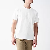 [MUJI無印良品]男有機棉粗織天竺縫邊短袖T恤 XL 柔白
