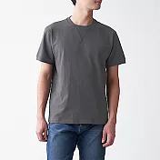 [MUJI無印良品]男有機棉粗織天竺縫邊短袖T恤 XS 深灰