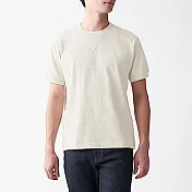 [MUJI無印良品]男有機棉粗織天竺縫邊短袖T恤 XL 粉米