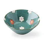 【日本Aito】美濃燒｜日式浮雕小花陶瓷飯碗380ml ‧ 青瓷綠