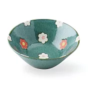 【日本Aito】美濃燒｜日式浮雕小花陶瓷飯碗380ml ‧ 青瓷綠