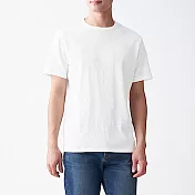 [MUJI無印良品]男有機棉節紗天竺圓領短袖T恤 S 柔白