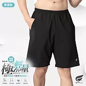 GIAT台灣製雙口袋輕量排汗運動短褲(男款) M 經典黑
