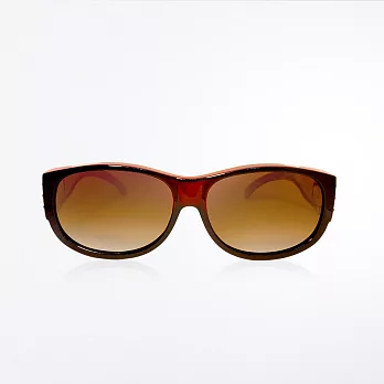 【ASLLY】UV400施華洛世奇水鑽外掛式全罩多功能偏光墨鏡/太陽眼鏡 (酒紅框棕片)