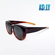【ASLLY】UV400棕色漸層外掛式全罩多功能偏光墨鏡/太陽眼鏡(漸進棕框黑片)