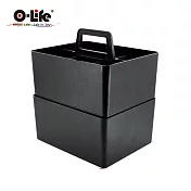 【O-Life】手提式整理收納盒 二入組(可堆疊收納盒 居家收納 工具箱收納) 黑色