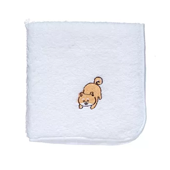 【日本KOJI】可愛柴犬系列柔軟純棉方巾 · 伸懶腰