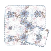【日本KOJI】可愛圖案紗布純棉方巾 · 藍花