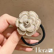 【Hera 赫拉】經典小香風大山茶花珍珠韓版髮圈-2色#H100401D 白色
