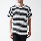 [MUJI無印良品]男有機棉天竺橫紋圓領短袖T恤 XS 暗藍橫紋