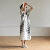 旅途原品_海潮_漢麻短袖條紋連衣裙 M/L-XL　 L-XL 藍白條