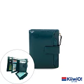 Kiiwi O! 復古真皮機能短夾(附活動票卡夾)  藍綠