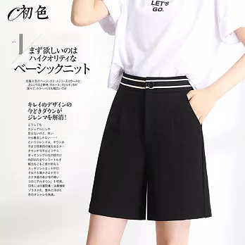 【初色】休閒五分西裝短褲-黑色-98971(M-2XL可選) L 黑色
