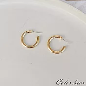 【卡樂熊】S925銀針簡約幾何圓形造型耳環(兩色)- 金色