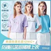 【ST.MALO】美國新發表IONIC+銀纖維抗菌99.9%花宴精品女上衣-2121WT- XL 晶亮白