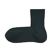[MUJI無印良品]女棉混輕薄螺紋直角短襪23~25cm 黑色