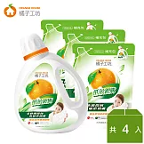 【橘子工坊】天然濃縮洗衣精-低敏親膚 1+3組(1800mlx1瓶+1500mlx3包)