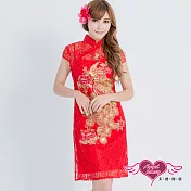 天使霓裳 旗袍 復古性感 中國風角色扮演表演服(紅F) F 紅