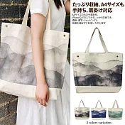 【Sayaka紗彌佳】日系文創設計水墨暈染大容量帆布包  -黑色