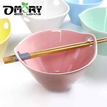 【OMORY】筷不落地/錐形雙耳孔筷架陶瓷碗 -(粉)