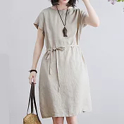 【ACheter】韓國大碼氣質純色簡約儷人寬鬆洋裝#109356- XL 米