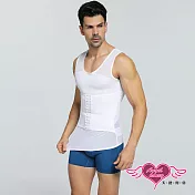 天使霓裳 塑身衣 三排扣彈性無袖運動背心 運動內衣 壓力貼身束腰束腹(共二色M~2L) XL 白