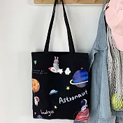 【素包包】動漫風太空漫遊主題學生側背袋(2色任選) _黑色