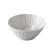 【西海陶器】波佐見燒｜花形線紋陶瓷飯碗150ml ‧ 淺米灰