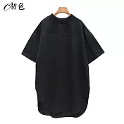 【初色】韓系寬版時尚T恤-共6色-99271(F可選) F 黑色