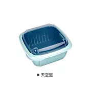 【E.dot】帶蓋雙層瀝水冰箱保鮮收納盒 天空藍