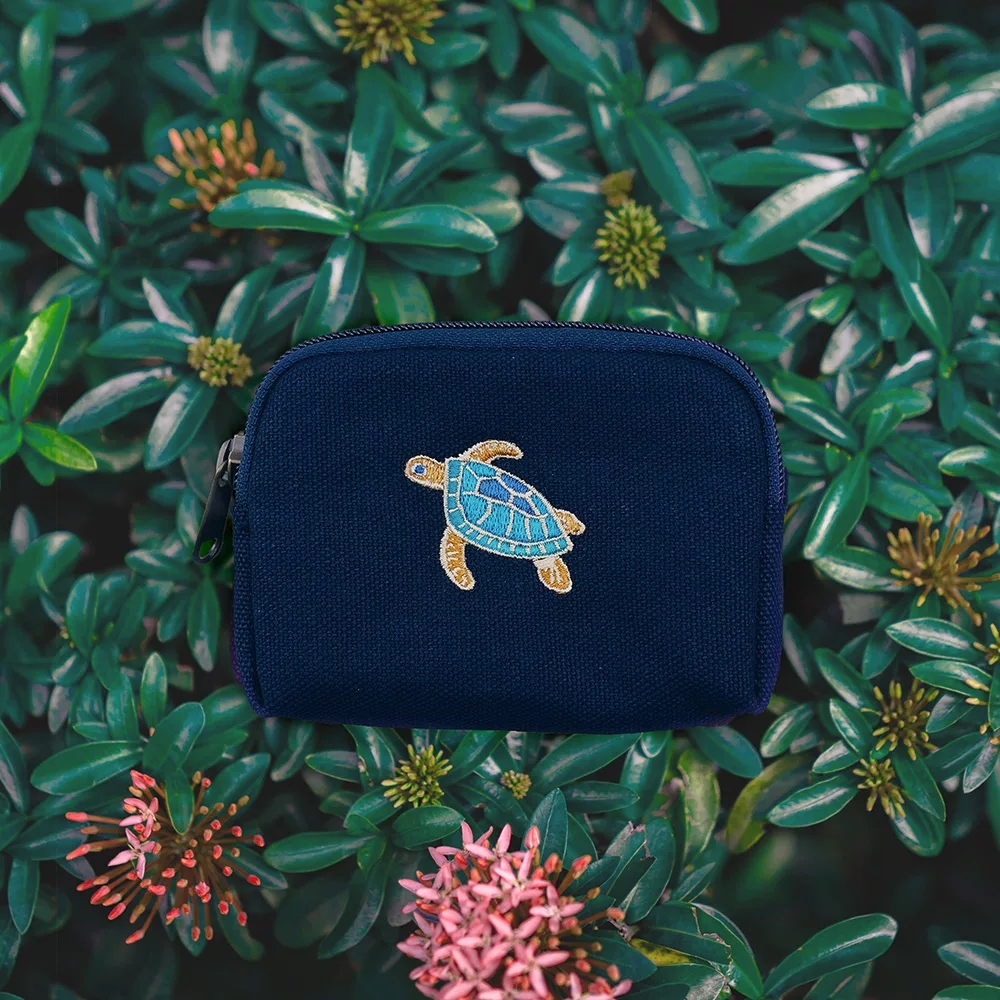 【一帆布包】臺灣動物-帆布零錢包- 綠蠵龜