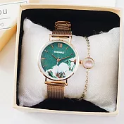 Watch-123 公主花嫁-花朵圖案玫金米蘭帶手錶(3色任選) _綠色